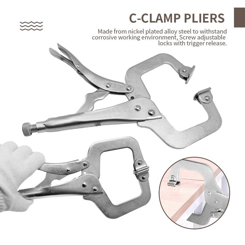 Anxingo 4 Pack Heavy Duty C-Clamp Locking, (2x6" + 2x11" Tips) C-Clamps with Swivel Pads for Craftsman Home Workshop - Image 5